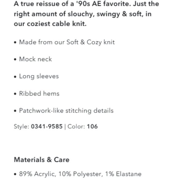 American Eagle - Soft and cozy Sweater - Cream  - Mixed Stitch Sweater - Size XS - Picture 7 of 7